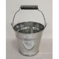 Metal round bucket with metal handle